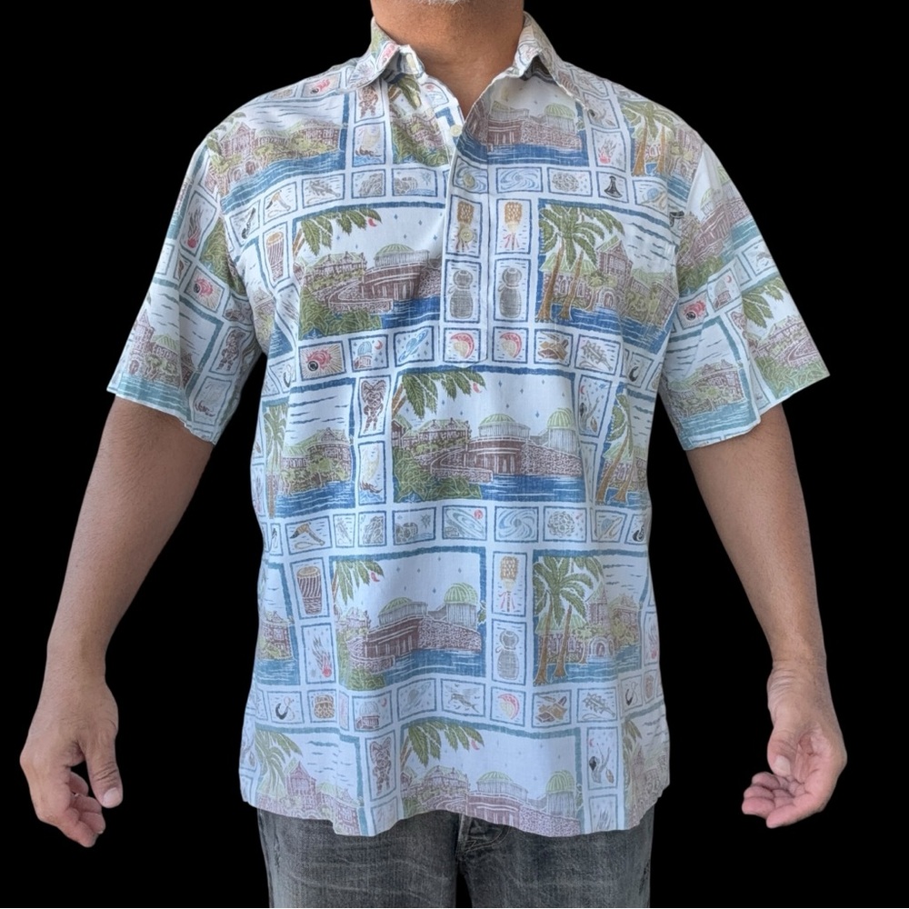 Reyn Spooner Dietrich Varez Pullover Aloha Shirt Bishop Museum Large